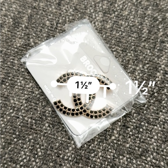 CC brooch with crystals and gold accents. 1 1/2” - Picture 2 of 2